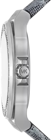 Michael Kors Lennox Quartz Black Dial Grey Leather Strap Watch For Women - MK7309