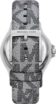 Michael Kors Lennox Quartz Black Dial Grey Leather Strap Watch For Women - MK7309