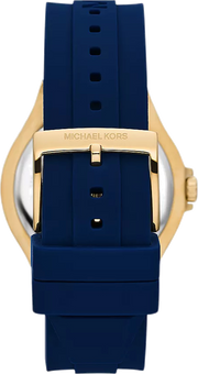 Michael Kors Lennox Three Hand White Dial Blue Silicone Strap Watch For Women - MK7333