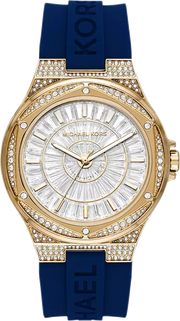 Michael Kors Lennox Three Hand White Dial Blue Silicone Strap Watch For Women - MK7333