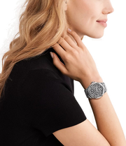 Michael Kors Lennox Analog Crystals Silver Dial Silver Steel Strap Watch For Women - MK7408