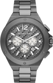 Michael Kors Lennox Chronograph Quartz Grey Dial Grey Steel Strap Watch For Men - MK9102