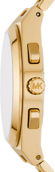 Michael Kors Lennox Chronograph White Dial Gold Steel Strap Watch For Men - MK9120