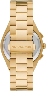 Michael Kors Lennox Chronograph White Dial Gold Steel Strap Watch For Men - MK9120