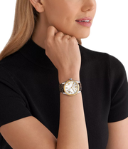Michael Kors Lexington Silver Dial Brown Leather Strap Watch For Women - MK4745