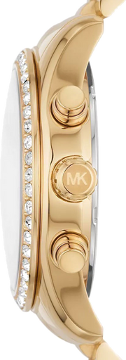Michael Kors Lexington Mother of Pearl White Dial Gold Steel Strap Watch For Women - MK7241