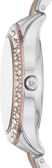 Michael Kors Liliane Quartz Mother of Pearl White Dial Two Tone Steel Strap Watch For Women - MK1048