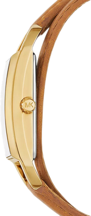 Michael Kors Empire Three Hand Gold Dial Brown Leather Strap Watch for Women - MK4721