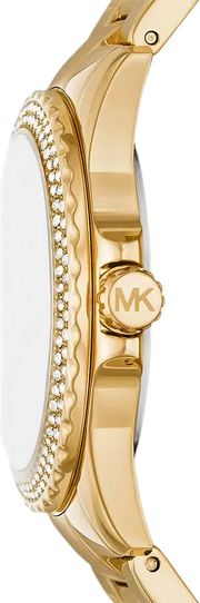 Michael Kors Everest Three-Hand Mother of Pearl White Dial Gold Steel Strap Watch For Women - MK7363