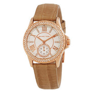 Michael Kors Sage Three-Hand Mother of Pearl White Dial Brown Leather Strap Watch for Women - MK4819