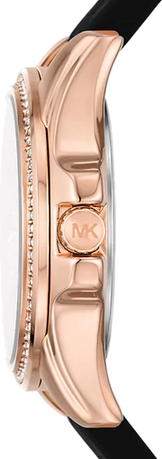 Michael Kors Mini Pilot Black Dial Black Silicone Strap Watch For Women - MK7373