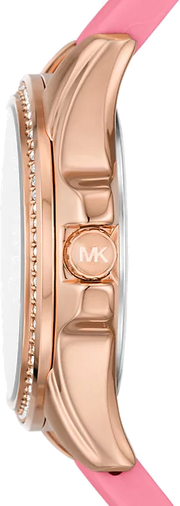 Michael Kors Mini Pilot Quartz Rose Gold Dial Pink Silicone Strap Watch For Women - MK7375