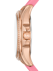 Michael Kors Mini Pilot Quartz Rose Gold Dial Pink Silicone Strap Watch For Women - MK7375
