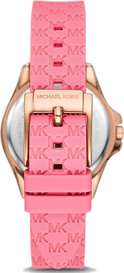 Michael Kors Mini Pilot Quartz Rose Gold Dial Pink Silicone Strap Watch For Women - MK7375