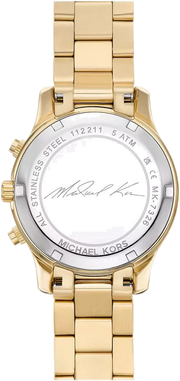 Michael Kors Runway Chronograph Gold Dial Gold Steel Strap Watch For Women - MK7326