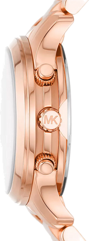 Michael Kors Runway Chronograph Rose Gold Dial Rose Gold Steel Strap Watch For Women - MK7327