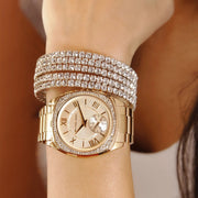 Michael Kors Byrn Quartz Gold Dial Gold Steel Strap Watch For Women - MK6134