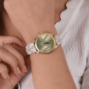 Michael Kors Jaycie Quartz Gold Dial White Leather Strap Watch for Women - MK2861