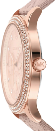 Michael Kors Tibby Multifunction Rose Gold Dial Pink Leather Strap Watch For Women - MK2955