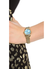 Michael Kors Lexington Quartz Blue Dial Gold Steel Strap Watch For Women - MK3271