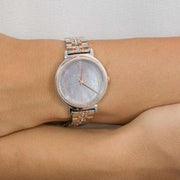 Michael Kors Cinthia Mother of Pearl Grey Dial Two Tone Steel Strap Watch for Women - MK3642