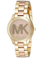 Michael Kors Mini Slim Runway Rose Gold Dial Two Tone Steel Strap Watch for Women - MK3650