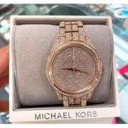 Michael Kors Lauryn Crystals Rose Gold Dial Rose Gold Steel Strap Watch For Women - MK3931