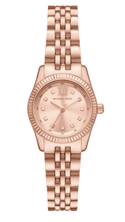 Michael Kors Lexington Three Hand Rose Gold Dial Rose Gold Steel Strap Watch For Women - MK4739