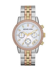 Michael Kors Ritz White Dial Two Tone Steel Strap Watch for Women - MK5650