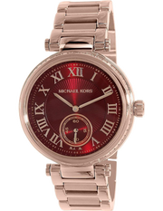 Michael Kors Skylar Maroon Dial Rose Gold Steel Strap Watch for Women - MK6086
