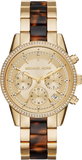 Michael Kors Ritz Chronograph Gold Dial Two Tone Steel Strap Watch for Women - MK6322