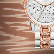 Michael Kors Ritz Chronograph Silver Dial Two Tone Steel Strap Watch For Women - MK6938