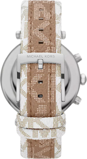 Michael Kors Parker Chronograph White Dial Two Tone Leather Strap Watch For Women - MK6950
