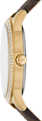 Michael Kors Tibby Multifunction Gold Dial Brown Leather Strap Watch For Women - MK6966