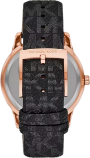 Michael Kors Tibby Multifunction Black Dial Black Leather Strap Watch For Women - MK6968