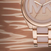 Michael Kors Janelle Three Hand Rose Gold Dial Two Tone Steel Strap Watch For Women - MK7135