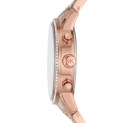 Michael Kors Ritz Chronograph Rose Gold Dial Rose Gold Steel Strap Watch For Women - MK7223