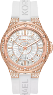 Michael Kors Lennox Three-Hand Crystals Dial White Silicone Strap Watch For Women - MK7248
