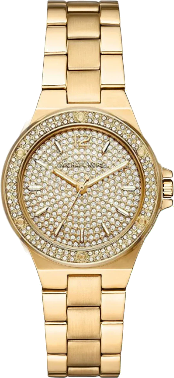 Michael Kors Lennox Three Hand Gold Dial Gold Steel Strap Watch For Women - MK7289
