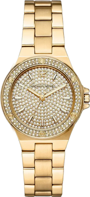 Michael Kors Lennox Three Hand Gold Dial Gold Steel Strap Watch For Women - MK7289
