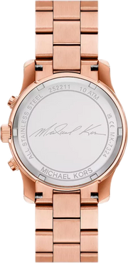 Michael Kors Runway Chronograph Rose Gold Dial Rose Gold Steel Strap Watch For Women - MK7324