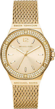 Michael Kors Lennox Three-Hand Gold Dial Gold Mesh Bracelet Watch For Women - MK7335