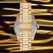 Michael Kors Lexington Quartz Gold Dial Gold Steel Strap Watch For Men - MK8947