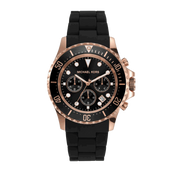 Michael Kors Everest Chronograph Black Dial Black Silicone Strap Watch For Men - MK9055