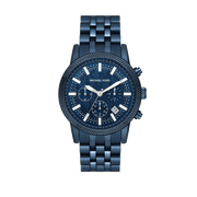 Michael Kors Hutton Chronograph Blue Dial Blue Steel Strap Watch For Men - MK9088