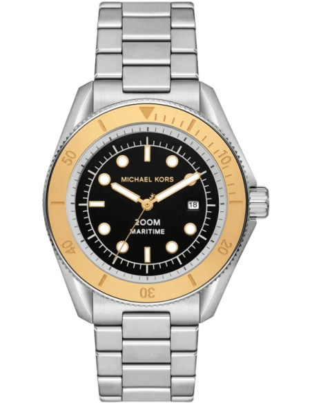 Michael Kors Maritime Analog Black Dial Silver Steel Strap Watch Michael Kors Maritime Analog Black Dial Silver Steel Strap Watch