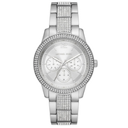 Michael Kors Tibby Chronograph Silver Dial Silver Steel Strap Watch For Women - MK7294