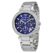 Michael Kors Parker Chronograph Blue Dial Silver Steel Strap Watch for Women - MK6117