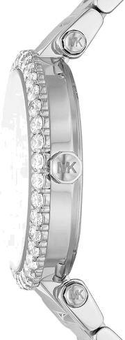 Michael Kors Parker Three Hand Mother of Pearl White Dial Silver Steel Strap Watch For Women - MK4694