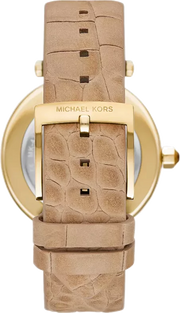 Michael Kors Parker Three-Hand Gold Dial Brown Leather Strap Watch For Women - MK4725